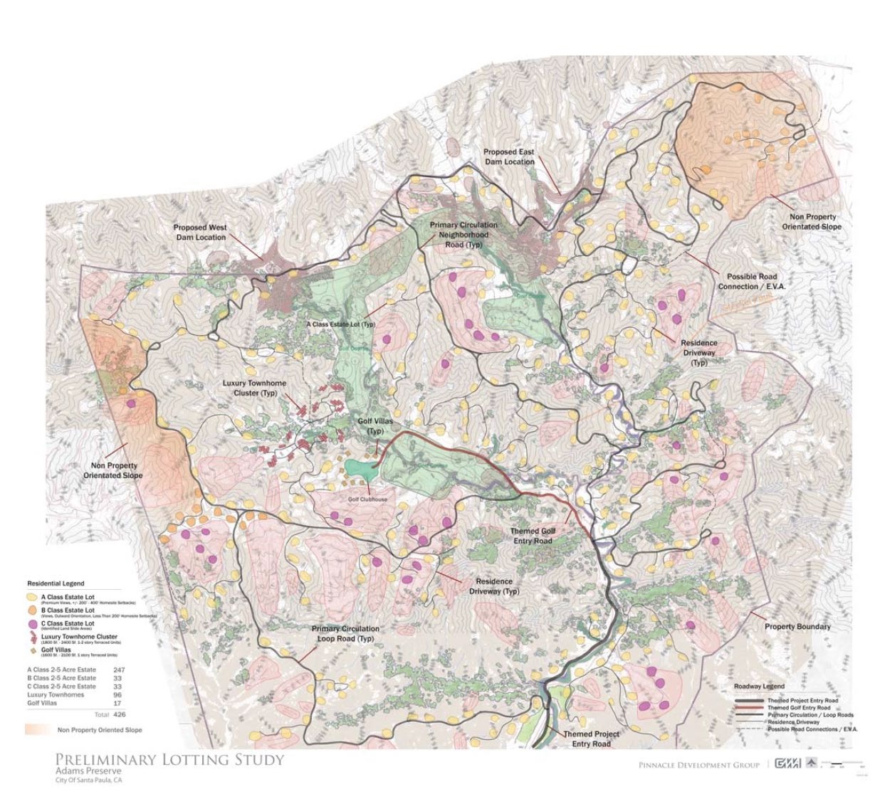 Detailed master plan showing the structure of Adams Canyon Preserve